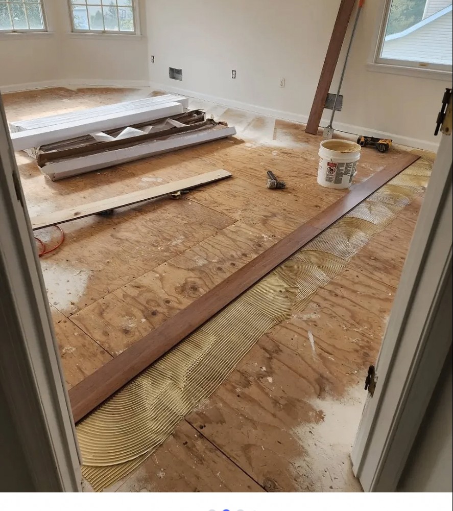 Hardwood floor install — before